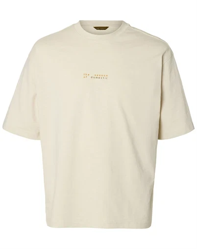 Selected - SLMDomestic Relaxdiesel T-Shirt - Silver Birch